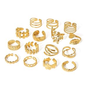 ark jewel set of 3 anti tarnish free size random design latest stylish gold plated rings for women and girls