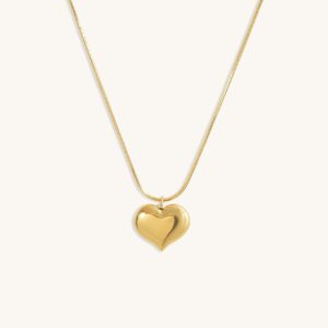heart pendant stainless steel chain necklace golden for women and girls fashion jewellery classic heart charm necklace anti tarnish heart pendant with chain