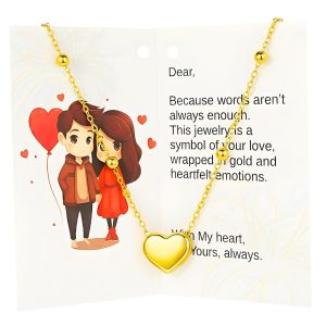 ranti tarnish heart pendant necklace for women | stylish 18k gold plated heart shape necklace | minimalist pendant necklace for daily | gift for girls | free card